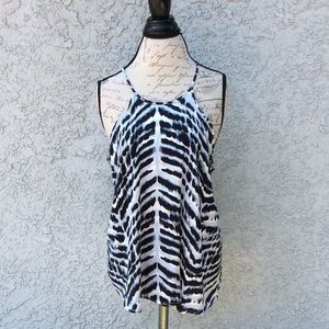 Tart Striped Blue Black Racerback Halter Blouse